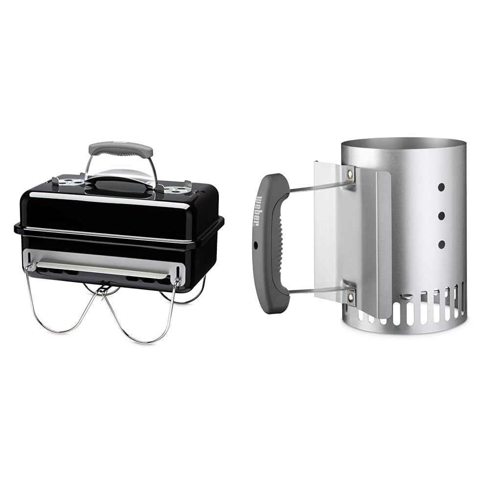 Weber 1131004 - Barbecue a carbone Go-Anywhere Nero & 7447 Ciminiera per barbecue a carbone