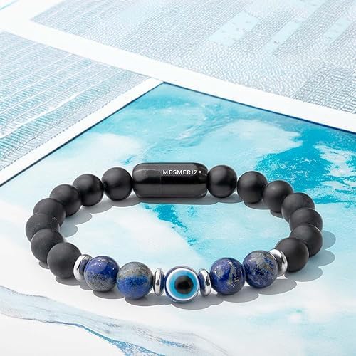 Mesmerize Evil Eye Protection Bracelets with Mag Snap Closure | Unisex Collection | Original Stones to avoid negative energy | Durable Mag Snap 2 Magnetic Closure | Lab-Tested Certificate & 6-Month Warranty Included.