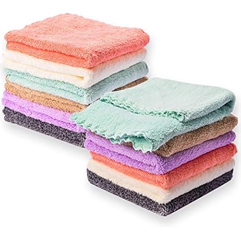 Kyapoo Baby Washcloths 12 Pack 12x12 Inches Microfiber Coral Fleece Extra Absorbent and Soft for Newborns, Infants and Toddlers Cover