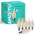 AMDTU Frosted Candelabra Light Bulbs 20 Watt Equivalent, 2W Low Watt Candelabra Bulbs, E12 LED Bulb 20w Dimmable Soft White 2700k, Candle Type B Bulb, 200 lumens, 6 Pack