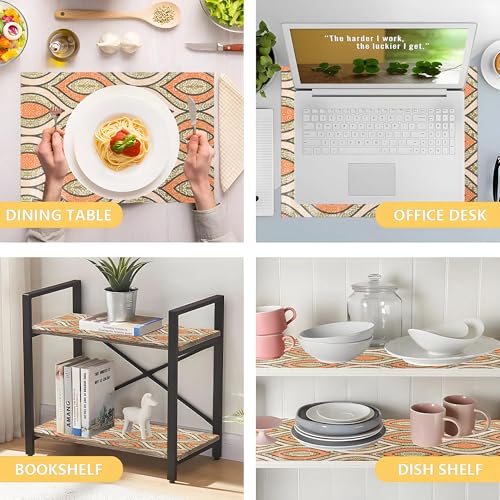 Image of Kuber Industries Pack of 2 Waterproof & Durable 5 Meters Kitchen Mats for Shelf Liner Roll | Wipeable Fridge Sheets for Shelves Cabinet Drawer | Gripper Design - Green & Orange