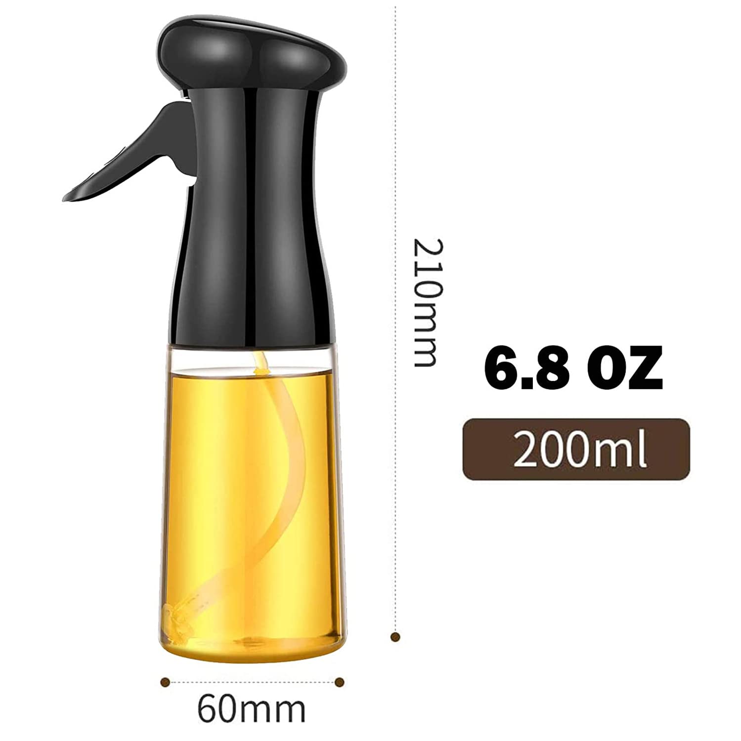 Geüpgraded 200ml Glazen Olie Sproeier voor Koken & Airfryer - Zwart