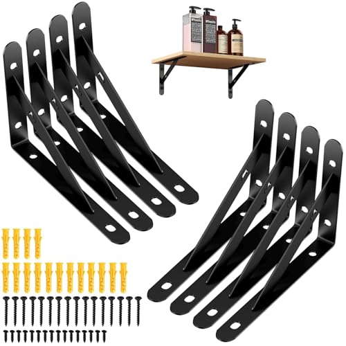 8 supporti per scaffali da 150 x 95 mm, supporto per scaffali a 90 gradi, in metallo, per montaggio a parete