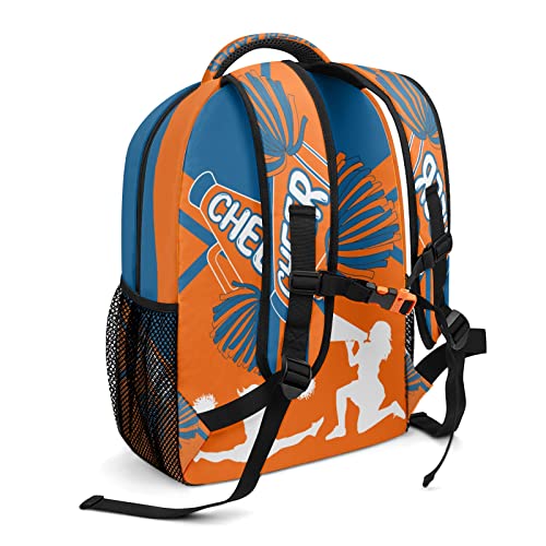 Personalized Cheerleader Backpacks Name Waterproof Laptop Bags Cheer Pom Orange Blue3