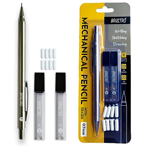 BRUSTRO Mechanical Pencil Set | HB-20 leads, 2B-20 leads,Spare er...