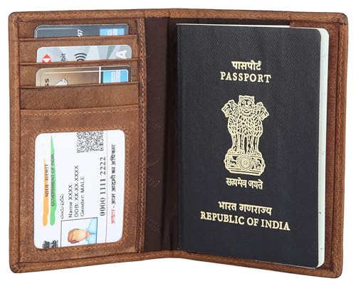 Image of WildHorn Customizable Leather Passport Cover /Case for Gifting | Engrave with Your Name, Company Name or Initials (Tan Hunter)