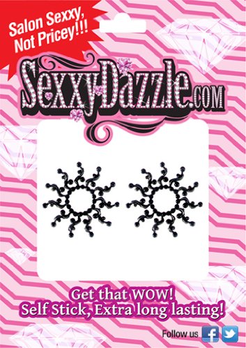 Sexxy Nipple Bling! Black Sunburst set of 2