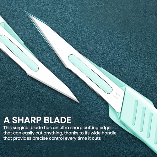 20 Stück Skalpellklingen, Sterile Skalpellmesser mit Skalpell-Griff, Kunststoff Chirurgische Skalpellmesser, Skalpellklingen Aus Karbonstahl, Ersatzklingen mit Schutzkappe, Einzeln Steril Verpackt