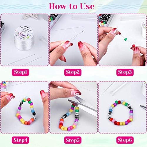 Stretchy String for Bracelets, Cridoz 0.5mm Clear Elastic String Stretch Cord Jewelry Bead Bracelet String with 2 Pcs Beading Needles for Seed Beads, Pony Beads, Bracelets and Jewelry Making