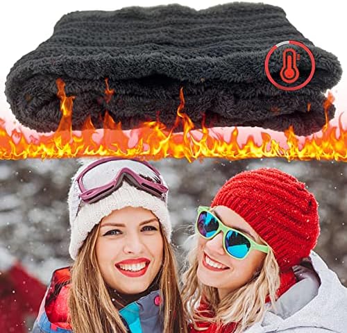 Yutdeng Winter Beanie Hat Scarf Set with Touchscreen Gloves for Women Super Thermal Fleece Inner Lining Knitted Pompom Hat and Long Loop Neck Warmer 3 in 1 Winter Set for Outdoor Sports Shopping
