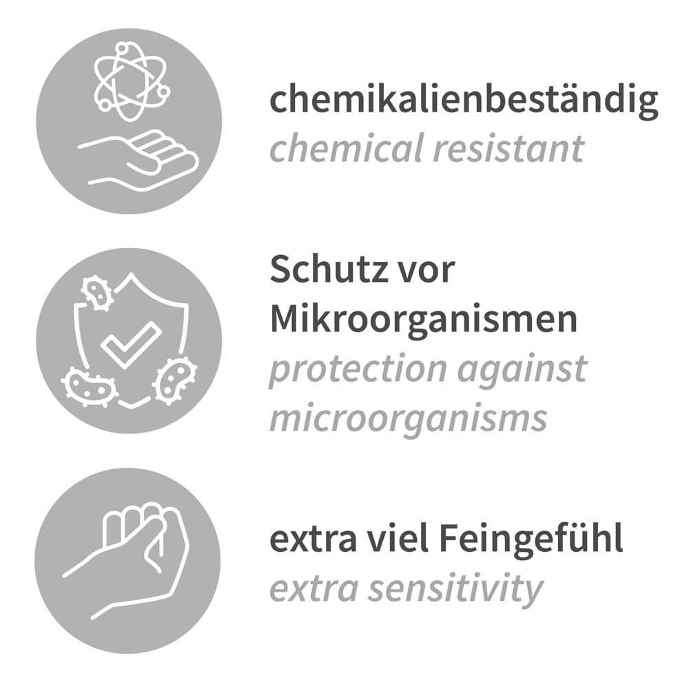 FRANZ MENSCH 500 Stück Hygostar Chemikalienschutzhandschuhe Super High Risk | Nitril, blau, 8/M, L: 30cm, Karton, Schutzhandschuhe, Chemie-Handschuhe, Latexhandschuhe