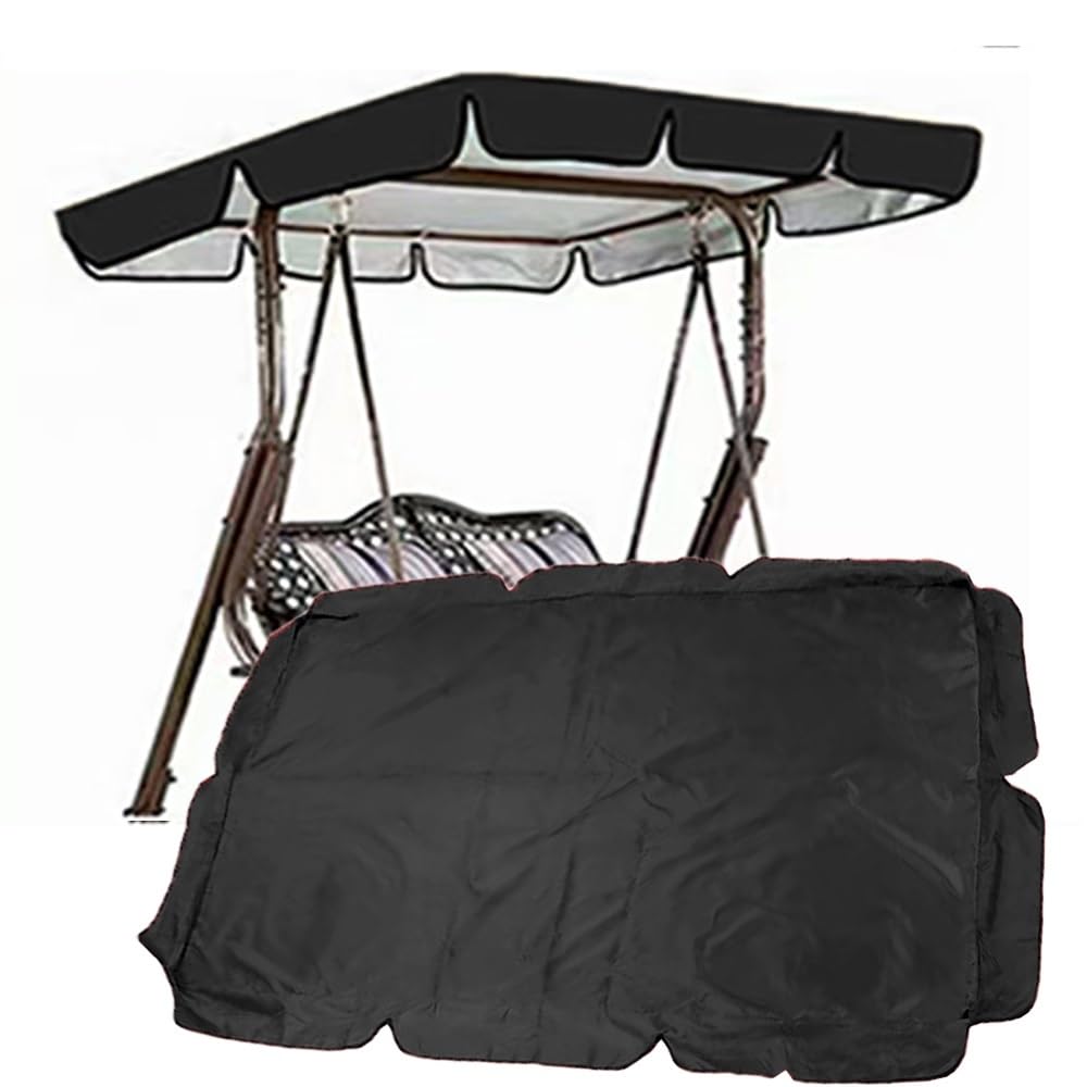 Tenda di Ricambio per Altalena Hollywood, Impermeabile Oxford Baldacchino per Altalena da Patio, Tettuccio Dondolo da Giardino Terrazza Esterno(Black,195x125 CM (77x49 inch))