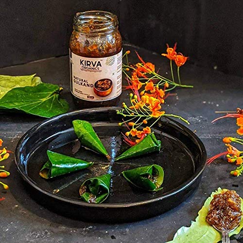 Kirva Organics Natural Gulkand 500GM | Sun-Cooked Damask Rose Petals & Rock Sugar | Infused with Kesar & Elaichi | Ayurvedic Digestive & Natural Body Coolant | No Artificial Flavors (Pack of 4)