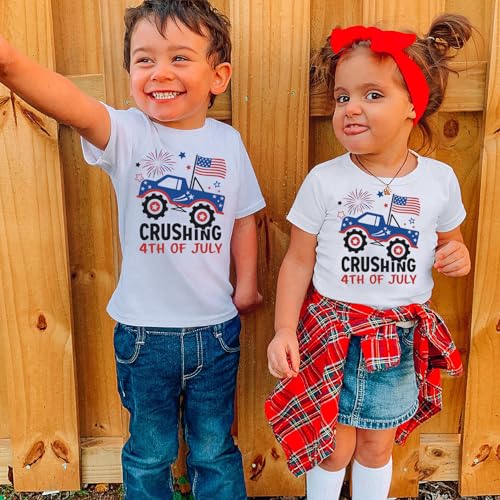 Image of Toddler Boys 4th of July Shirts Kids American Flag T-Shirt Girls Patriotic Short Sleeve Tees Cotton Top Clothes 1-7T