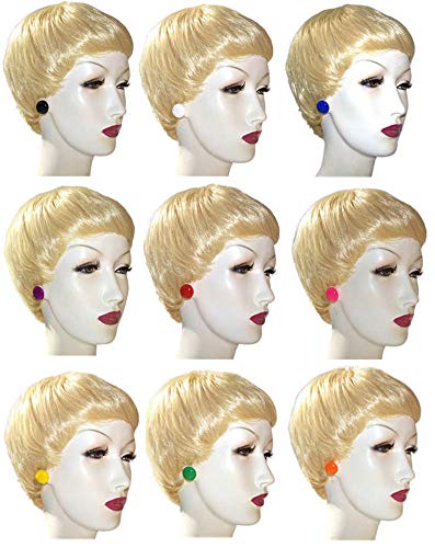 9 Pairs Multi Colors Round Button Acrylic Nylon Plastic Post Earrings Medical Hypoallergenic No Metal Studs Sensitive Ears Women4