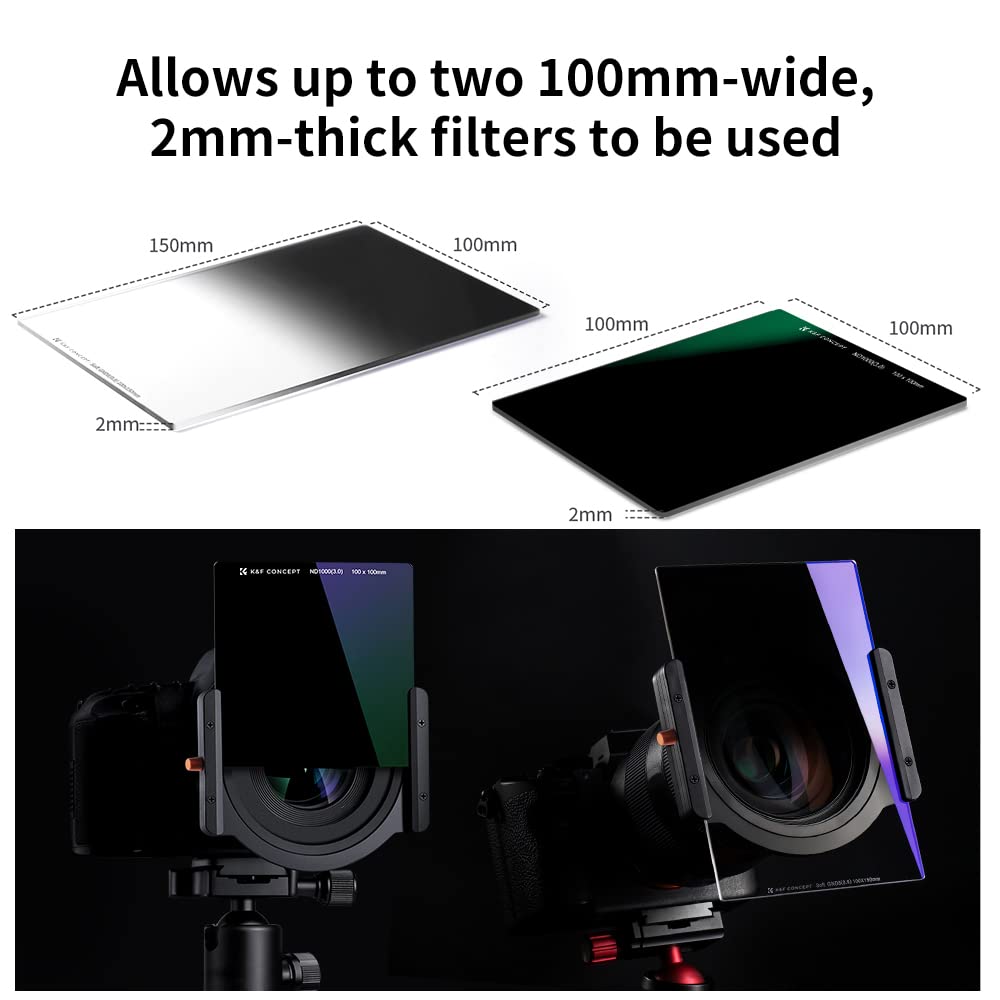 K&F Concept Porte Filtre Système 100mm en Aluminium au Grand Angle et 8 Bagues Adaptateurs Inclus pour Objectif Appareil Photo