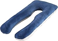 Vista 8 de Almohada de embarazo grande en forma de U de cuerpo completo con funda de almohada de algodón reemplazable y lavable para mujeres embarazadas que