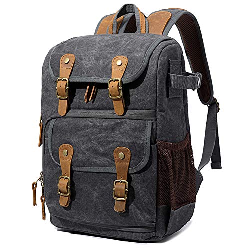 Mochila Fotografica Vintage de BAIGIO Cámara Reflex DSLR Canon Nikon Sony para Hombres