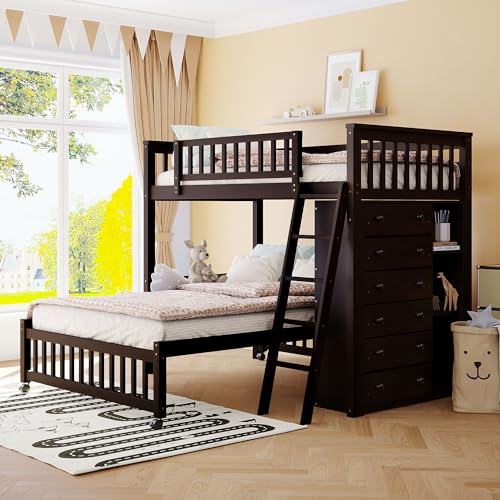 Harper & Bright Designs Wood Bunk Bed Twin Over Full