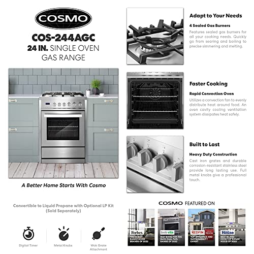 Cosmo COS-244AGC 24 Inch 2.73 Cu. Ft. Single Oven Gas Range thumb #2