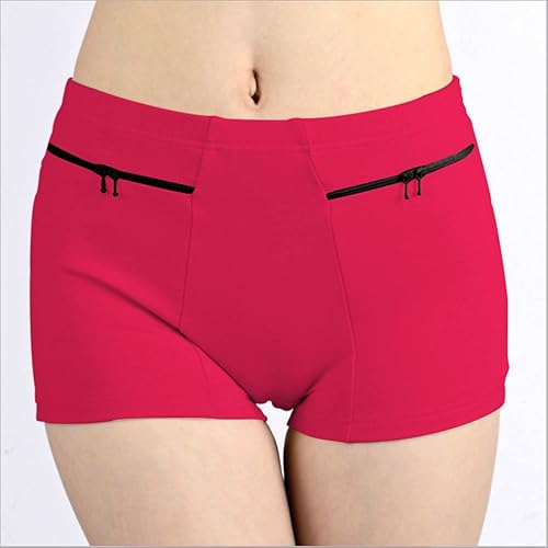 Miniatura 6 de Paquete de 2 calzoncillos con bolsillo oculto para mujer, pantalones cortos secretos con bolsillo oculto, ropa interior con bolsillo secreto (rojo)