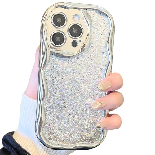 Lalulu iPhone16pro用 ケース キラキラ 韓国風 ラメぎっしり高見えケース メタル シルバー きらきら かわいい おしゃれ スマホケース GC-