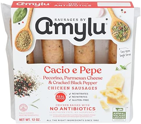 AmyLu Cacio e Pepe Chicken Sausage, 12 OZ