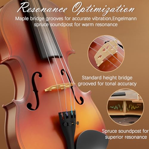 Image of 1 /8 Violin for Kids Age 4-5, 1 /8 Beginner Violin for Student, Acoustic Violins with Case, Bow, Bridge, and Rosin (Natural)