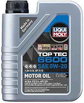 Liqui Moly Top Tec 6600 | زيت محرك SAE 0W-20 صناعي بالكامل | 1 لتر | SKU 22044 | حزمة من 6