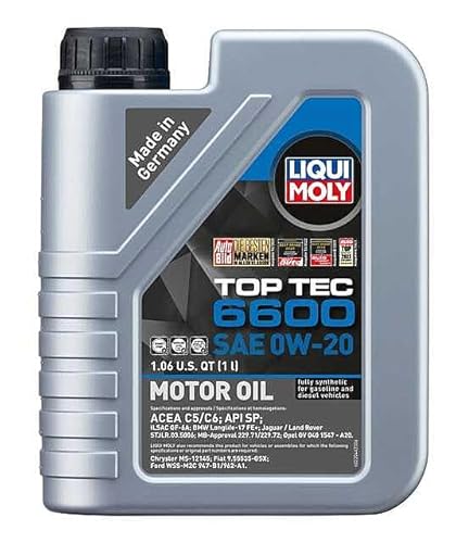 Liqui Moly Top Tec 6600 | Fully Synthetic SAE 0W-20 Motor Oil | 1 Liter | SKU: 22044 | Pack of 6