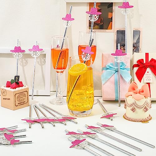 50 pitillos de papel disco con decoración rosa miniatura 4