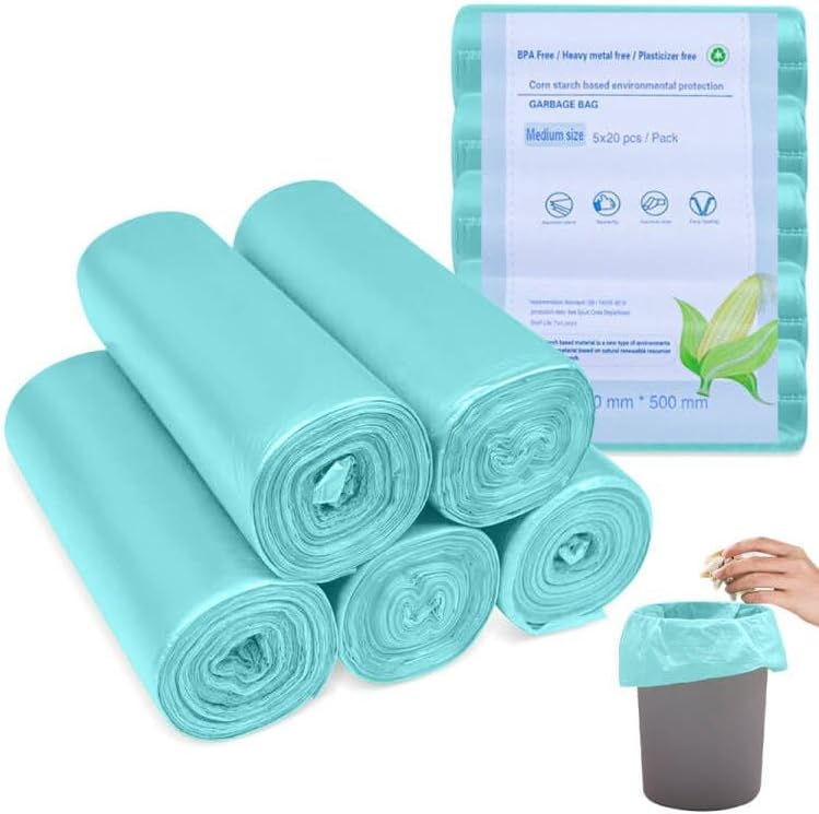 100 Pcs 15 Liter Bin Bags, 50 x 60 cm Biodegradable Garbage Bags