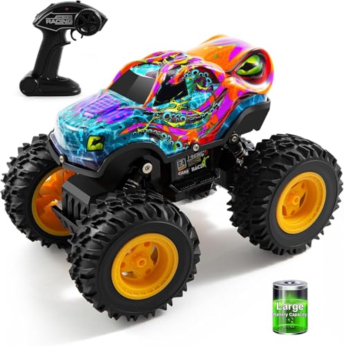 Buildiverse Remote Control Monster Truck Toys with Led Light Remote Control Car Rechargeable RC Car All Terrain for RC Truck for Boys, Monster Truck Toys for Kids