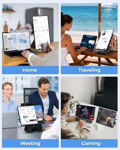 Image of Cevaton Laptop Screen Extender, 16.1 inch FHD 1200P Portable Monitor for Laptop with Magnetic Detachable Stand, 360 Rotatable Borderless Screen, Plug & Play, Compatible with Windows Mac