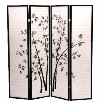 ADF 4-Panel Bamboo Shoji Screen with Black Frame