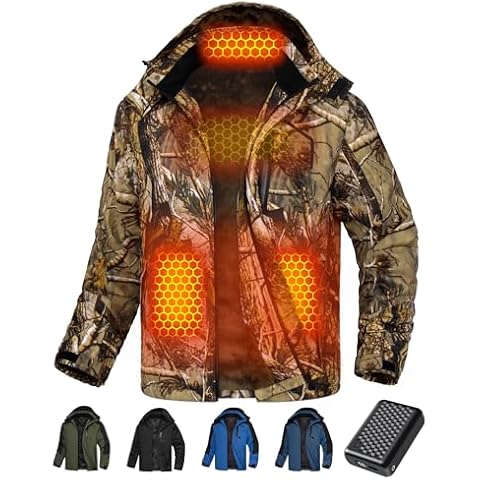 Heated Jacket Graphene Men Puffer Electric Warming Coat Winter Hunting Accessories ClothesCamo Cold Weather Supplies Gear Travel Necessities Items Thing Gadget Outdoor Working Wear (M) Cover