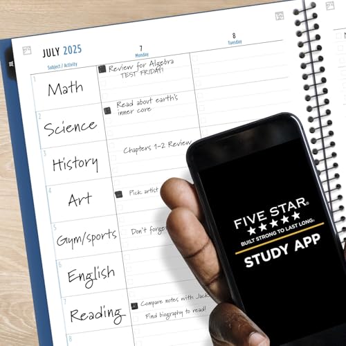 Image of Five Star Planner 2025-2026 Academic, Weekly & Monthly Advance Student Planner + Study App, 8-1 /2 inch x 11 inch, Large, Pacific Blue (CAW65920)