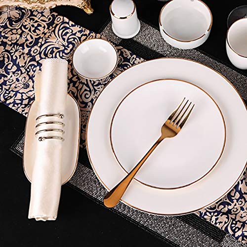 Metal Silver Napkin Ring Set of 6, Spiral Serviette Holder Gold Silver Buckles Round for Christmas Dinner Wedding Birthday Party Family Gathering Table Decoration
