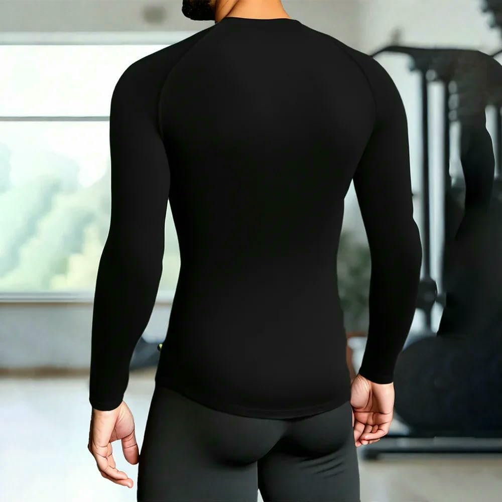 DYRBF - Camiseta de compresión de manga larga para hombre, para correr, secado rápido, protección solar, capa base deportiva