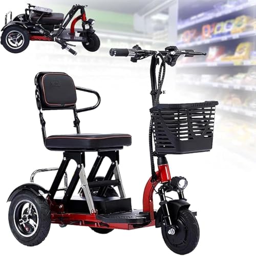 Scooter Eléctrico para Personas Mayores para Personas Mayores Plegable De 3 Ruedas Viene con Cargador Y Cesta De Almacenami Plegable Desmontable
