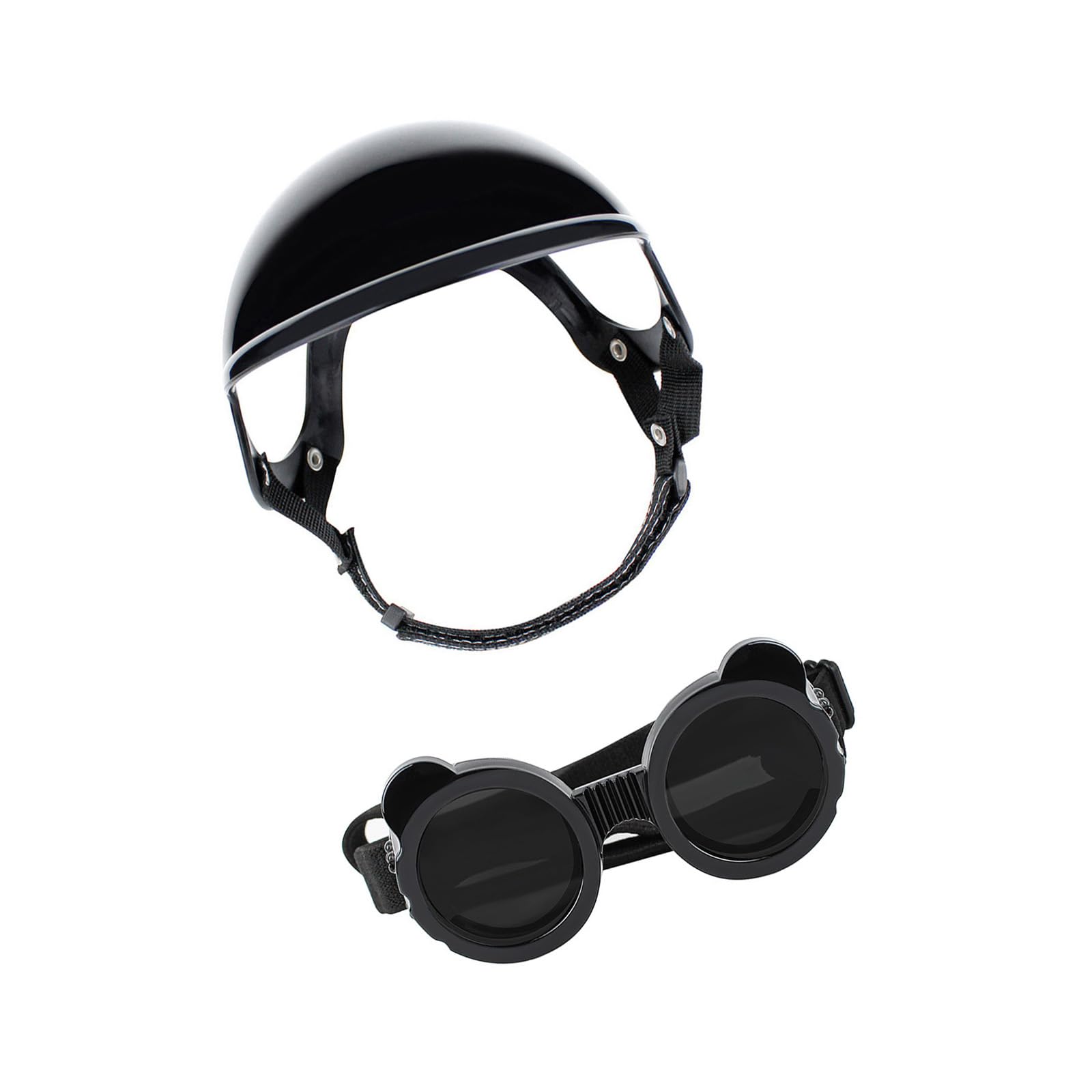 Pet Riding Helmets Sunglasses Combo, Impact-Resistant Frame & Soft Padding for Motorcycle Travel Dog Helmets for Small Dogs