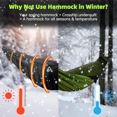 Image of Hammock Underquilt for Camping - Full Length Black Lightweight Warm Quilt for 3-4 Seasons (41-68F) - Soft & Durable for Hiking, Backpacking, Beach, Travel - Holds Up to 500lbs