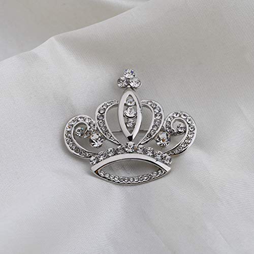 Lqri Crystal Rhinestone Princess Queen Crown Brooch Pin Tiara Crown Brooches For Women Girls Crown Tiara For Wedding Party/Banquet/Birthday (Sliver) #TOP1