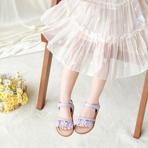 Image of Kolan Toddler Girl Sandals Open Toe Flat Princess Dress Shoes Little Kids