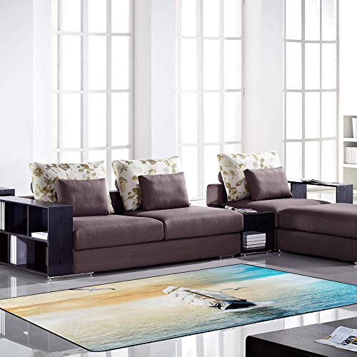 Tapis de salon bleu marine Ruchen grand format doux et isolant - 4