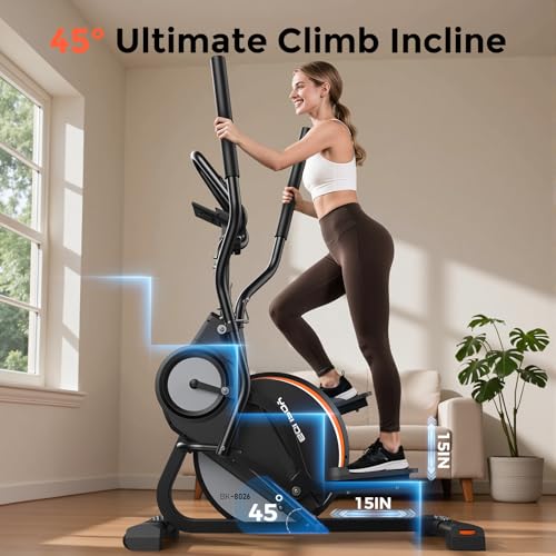 YOSUDA Elliptical Exercise Machine, Compact 3-in-1 (Elliptical + Cardio Climber + Stair Stepper) Elliptical for Home with 45°Incline, 15.5IN Stride, 16 Levels Resistance, Support Kinomap/Fed APP - Image 4