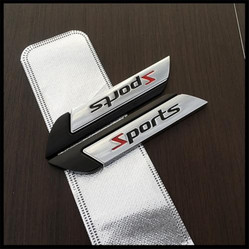 Image of 2Pcs Metal Sport Emblem 3D Badge Car Body Side Trunk Door Sticker for Universal Cars (Silver Black)