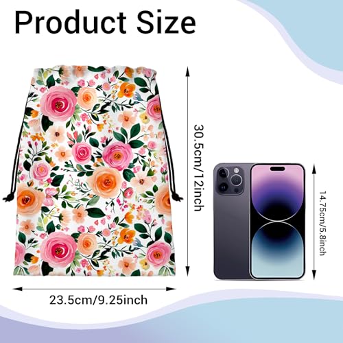 Image of Rose Flower Gymnastics Grip Bag Lightweight Athlete String Bag for Women Gym Dancing Sport