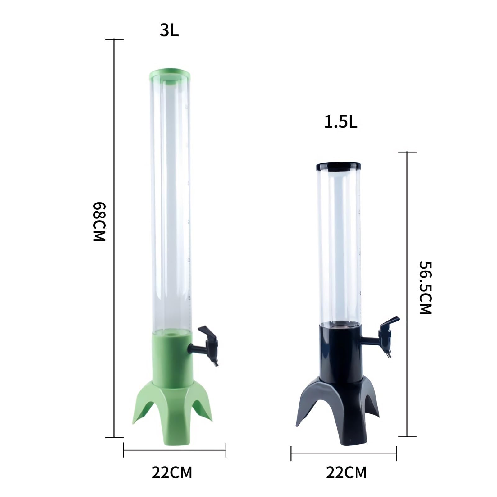 Torre de la Cerveza Dispensador de bebidas cilíndrico Dispensador de cerveza con grifo graduado transparente y tubo de hielo. Torre de bebidas de vino de jugo de cerveza de 5L / 3L Dispensador de Bebi