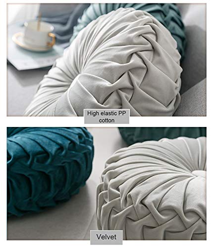 Mocofo 14" Velvet Pleated Round Pumpkin Throw Pillow Couch Cushion Floor Pillow For Sofa Chair Bed Car Home Decorative (Red) #TOP2